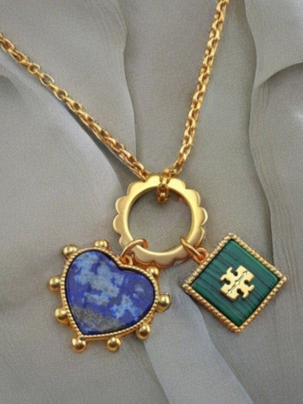 Tory Burch Semi Precious Stone charm Necklace